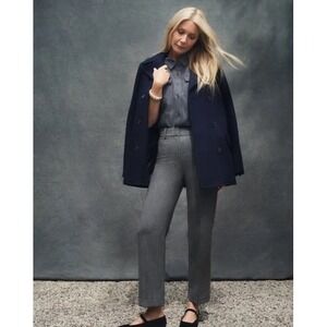 G. Label by goop Adam Cigarette Pants Gray Wool Blend Cuffed Hem Italy Sz 2